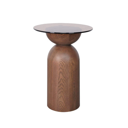 Caden Glass Side Table - Walnut - OUTLET NSW