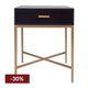 Nessa Black Bedside Table - Gold