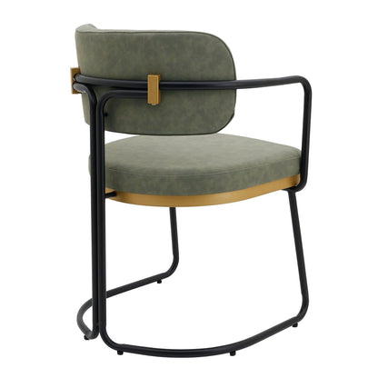 Charly Dining Chair – Olive Green Vegan Leather