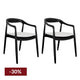 Astrid Ashwood Dining Chair Set of 2 - Black w White Linen