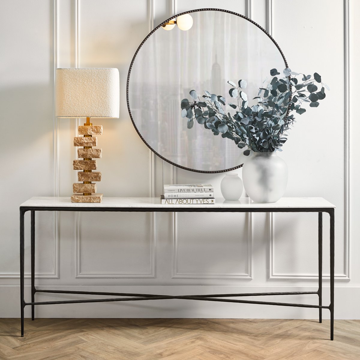 Heston 180cm Marble Console Table -  Black
