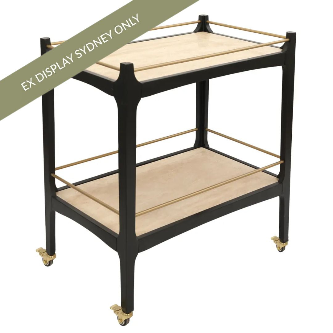 Ashley Travertine Bar Cart - Black - OUTLET NSW