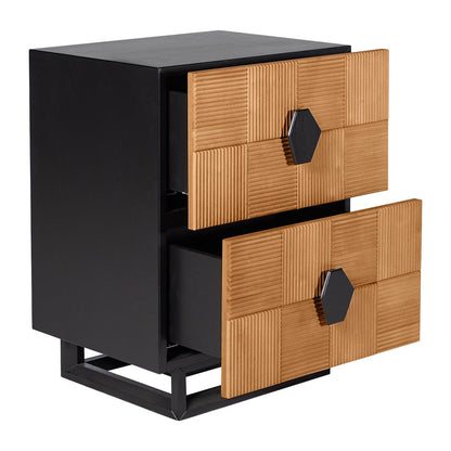 Alton Bedside Table - Small Natural and Black