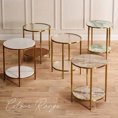 Chloe Rippled Glass Console Table - Small Gold
