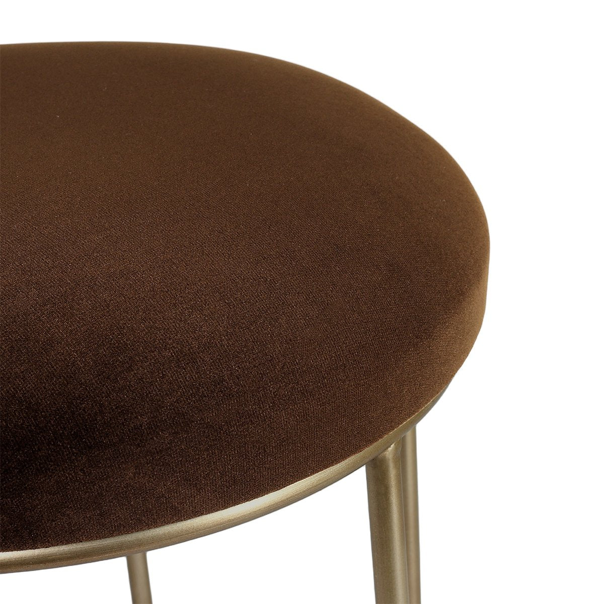 Aiden Gold Steel Kitchen Stool - Dark Chocolate Velvet