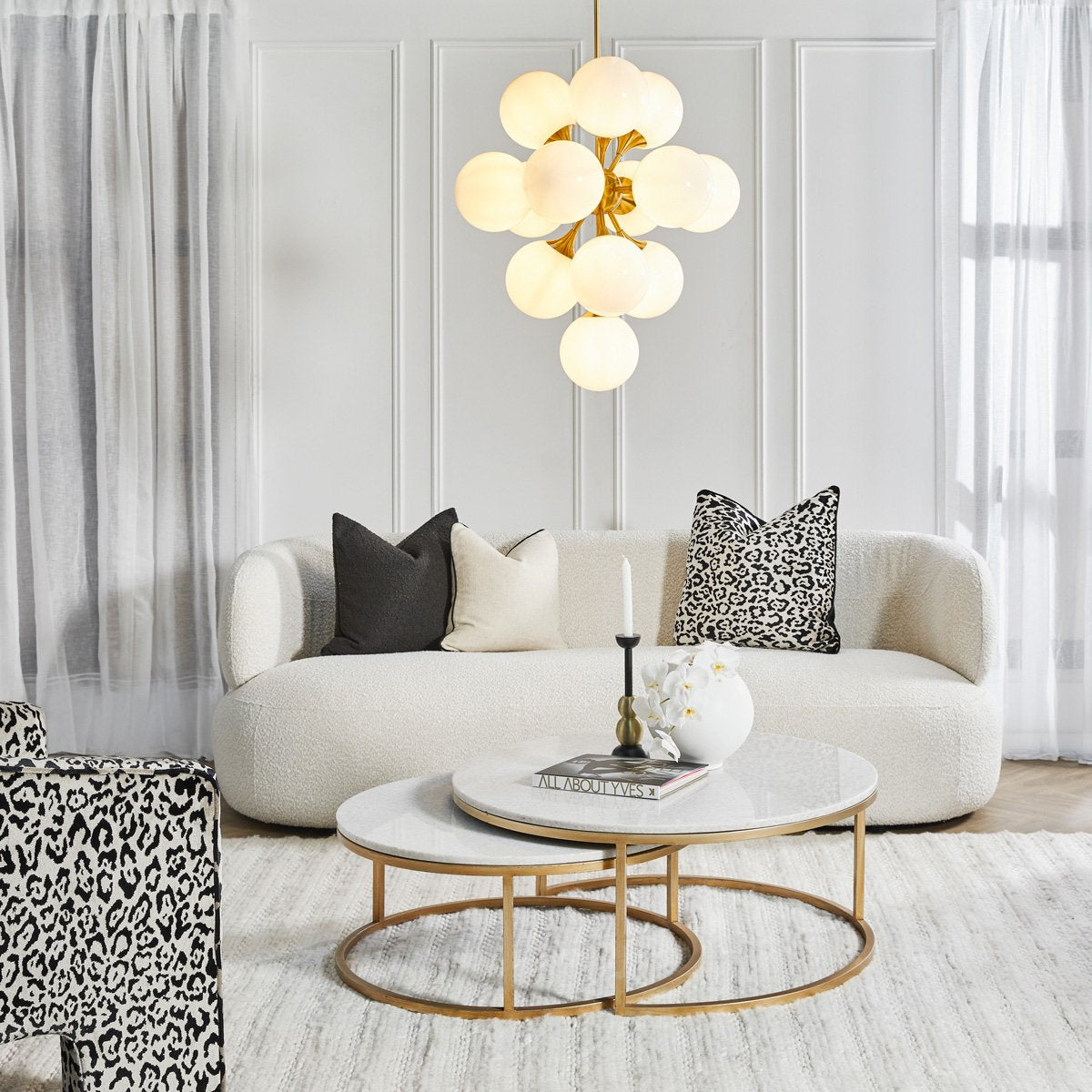 Serene Square Feather Cushion - Leopard Chenille w Black Velvet - OUTLET NSW