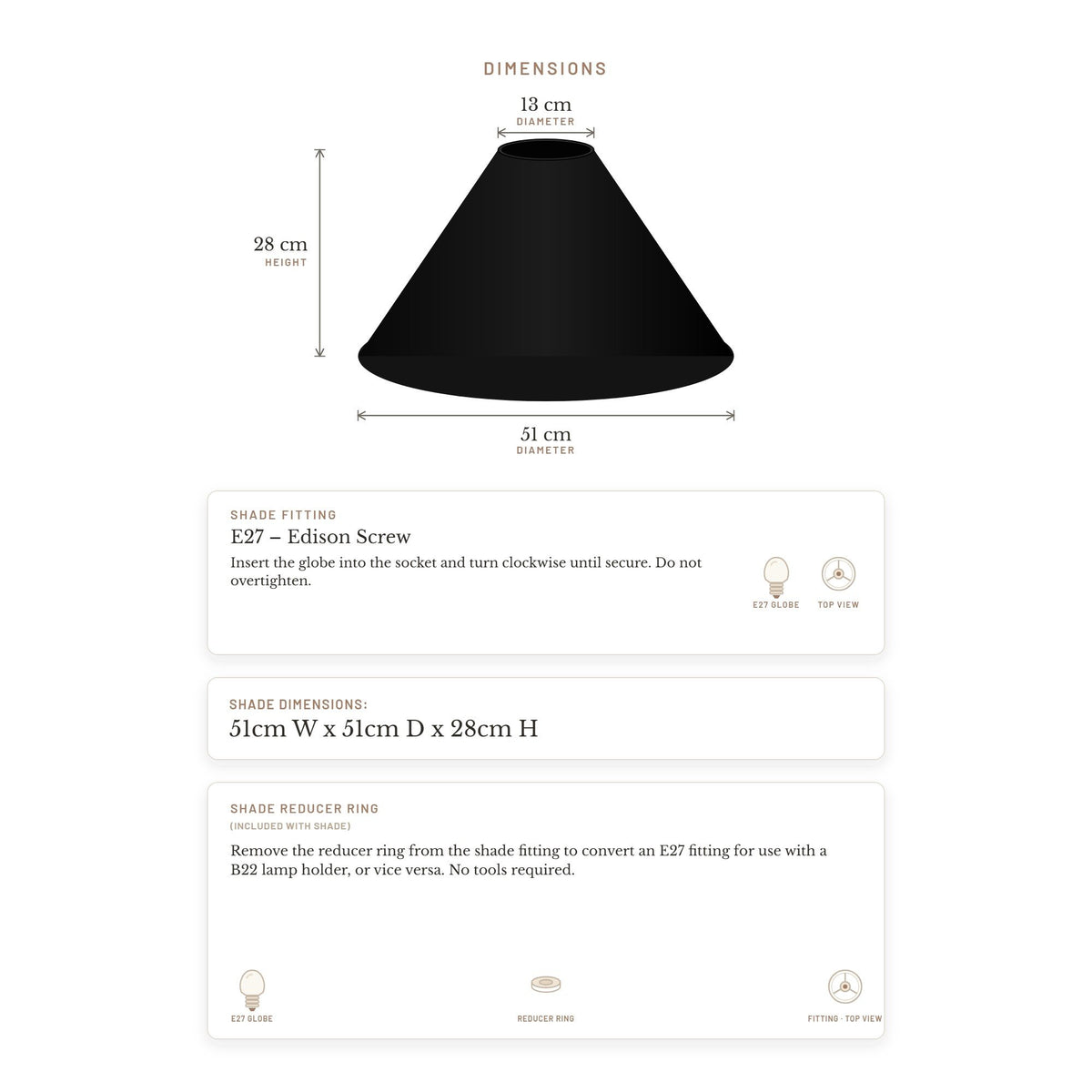 Messina Empire Shade - Large Black - Bulk Buy Qty 5 – view 5