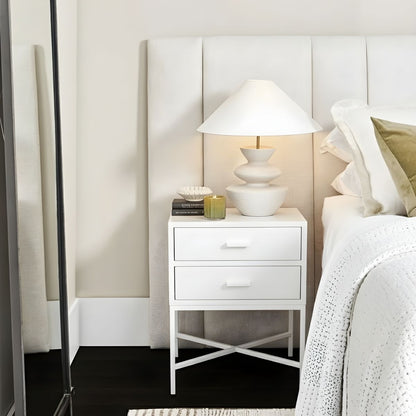 Nessa 2 Drawer Bedside Table - All White