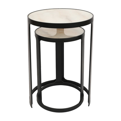 Isabelle Marble Nesting Side Tables - Black - OUTLET NSW