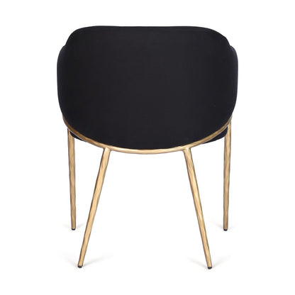 Heston Brass Dining Chair with Arms - Black Linen