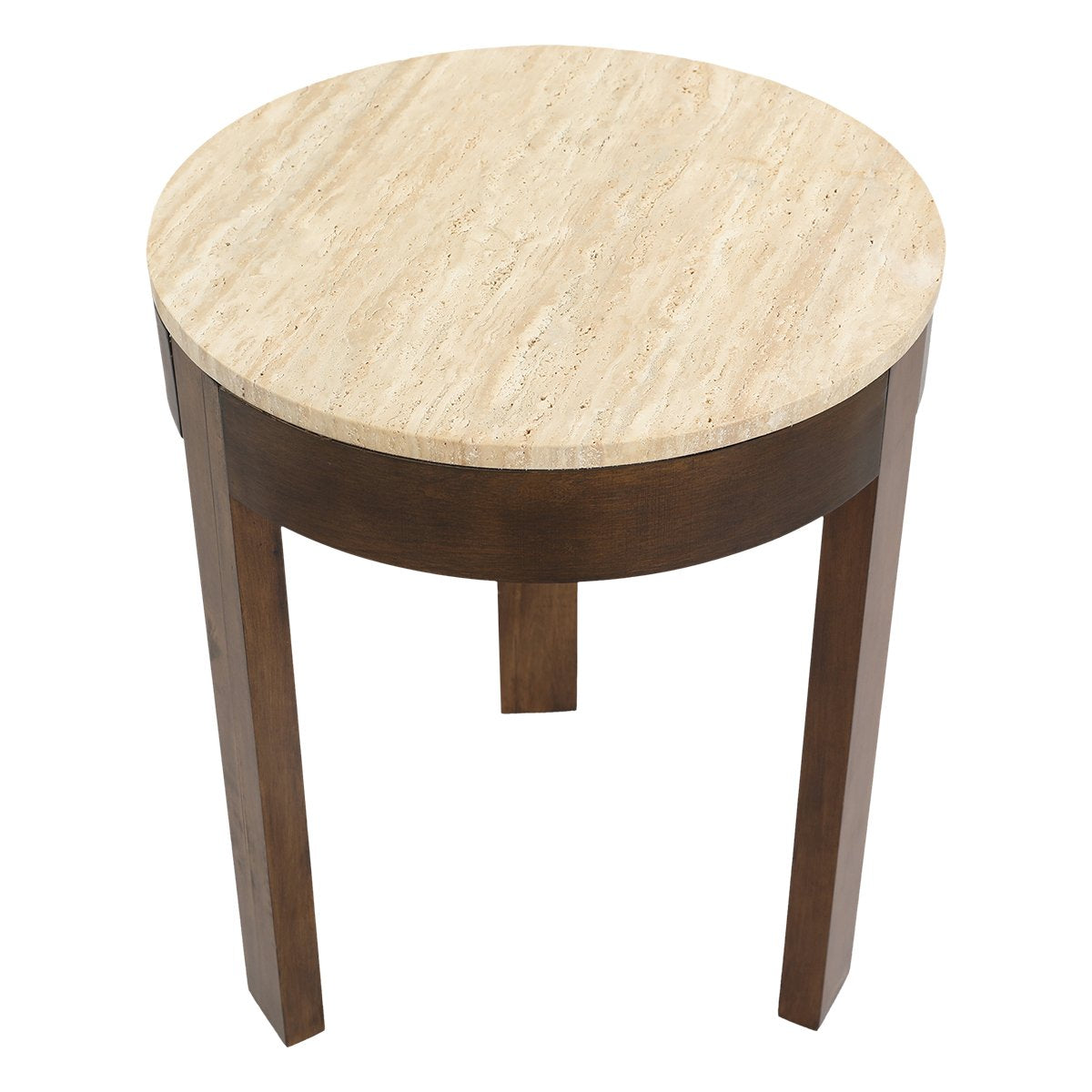 Oliver Travertine Side Table - Large Brown