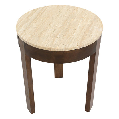 Oliver Travertine Side Table - Large Brown
