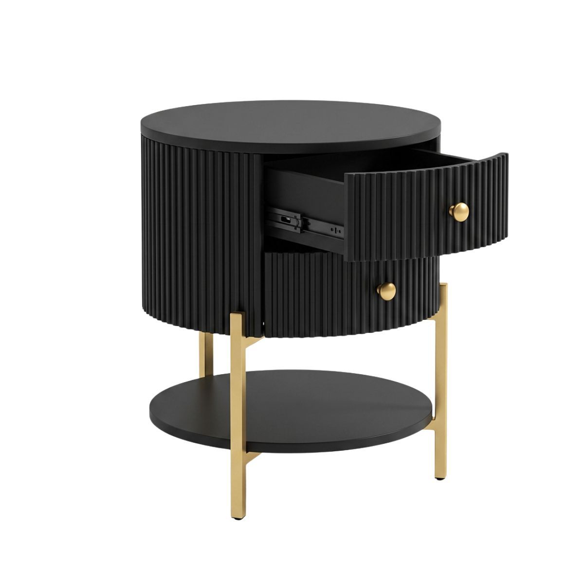 Aimee Round Bedside Table - Black