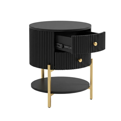 Aimee Round Bedside Table - Black