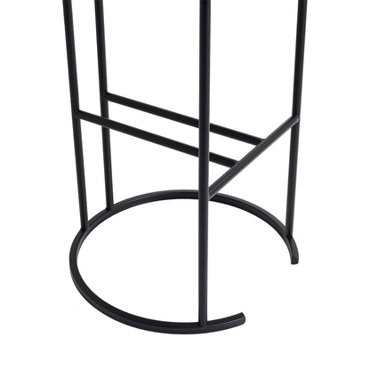 Blackley Black Iron Kitchen Stool - Dark Chocolate Velvet