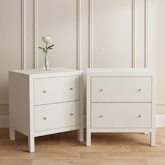 Ariana Bedside Table - Large White Set of 2