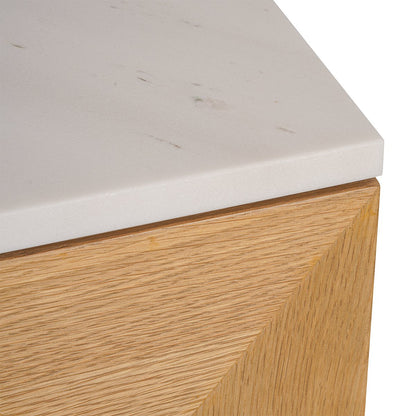 Benedict 170cm Natural Oak Buffet - White Marble