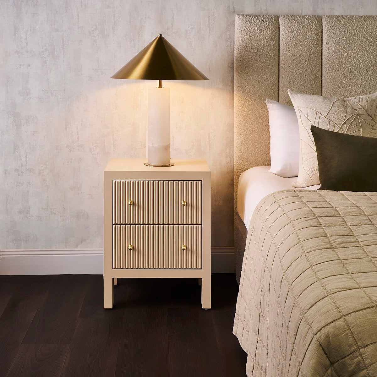 Ariana 50x65cm Bedside Table - Beige