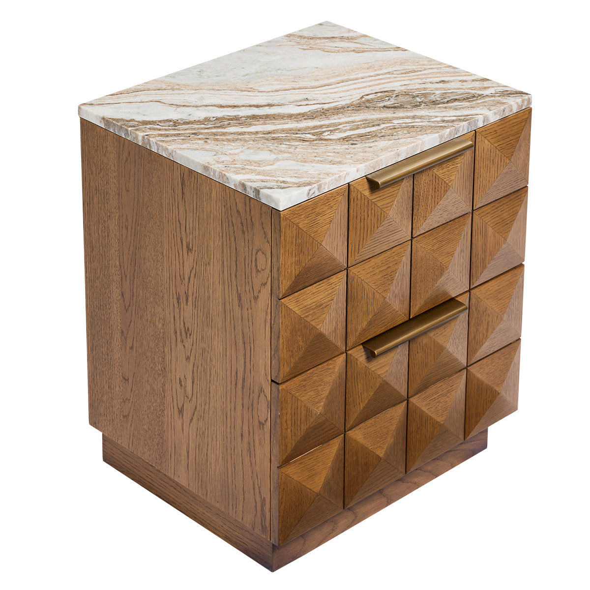 Benedict 53x62.5cm Walnut Bedside Table - River Brown Marble