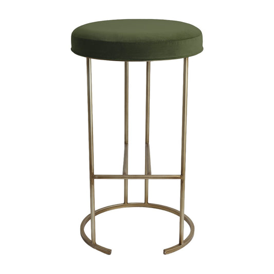 Blackley Gold Iron Kitchen Stool - Moss Velvet