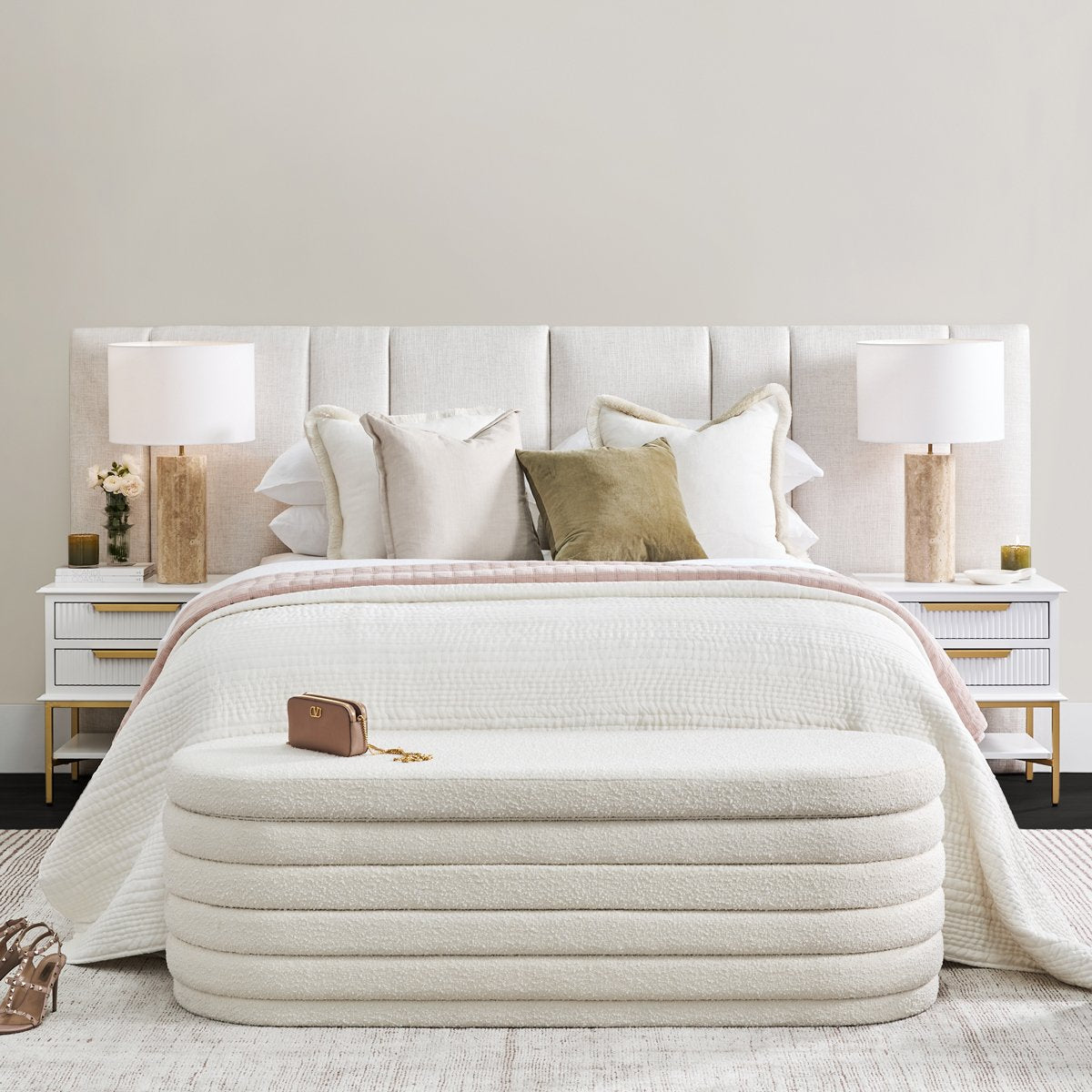 Aimee Large White Bedside Table Set of 2