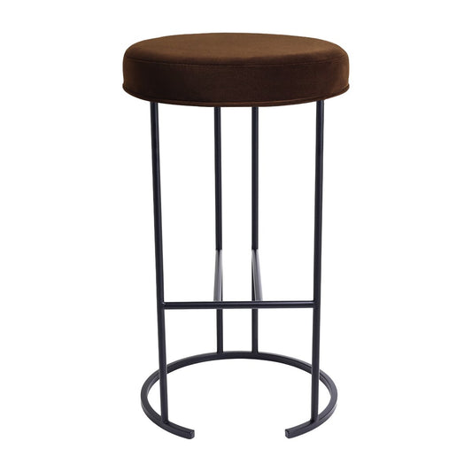 Blackley Black Iron Kitchen Stool - Dark Chocolate Velvet