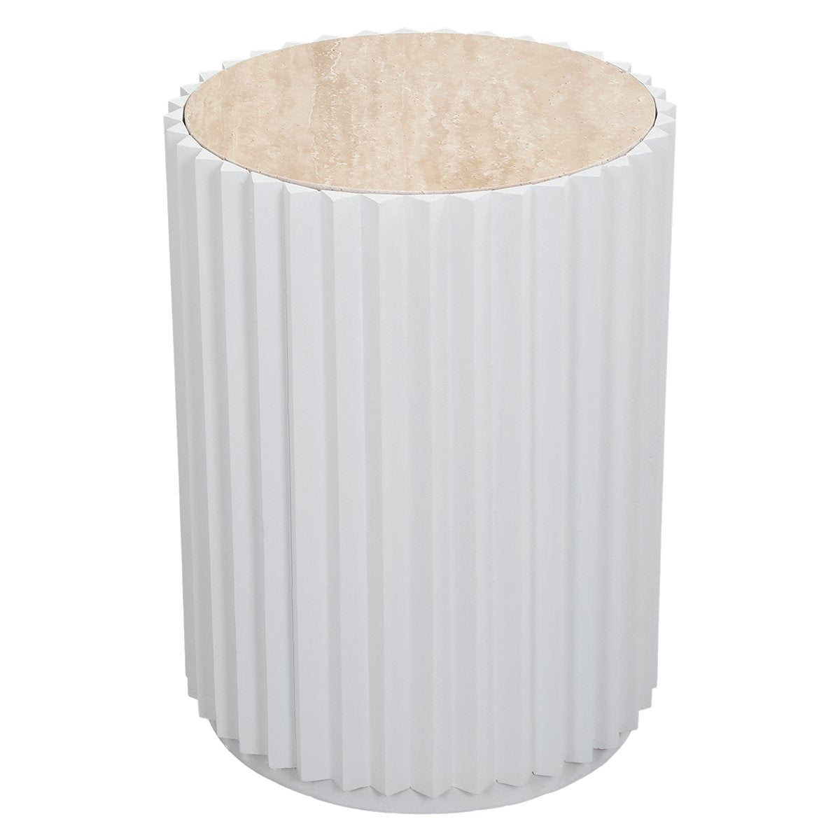 Carter Travertine Side Table - White