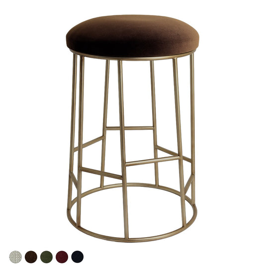 Aiden Gold Steel Kitchen Stool - Dark Chocolate Velvet