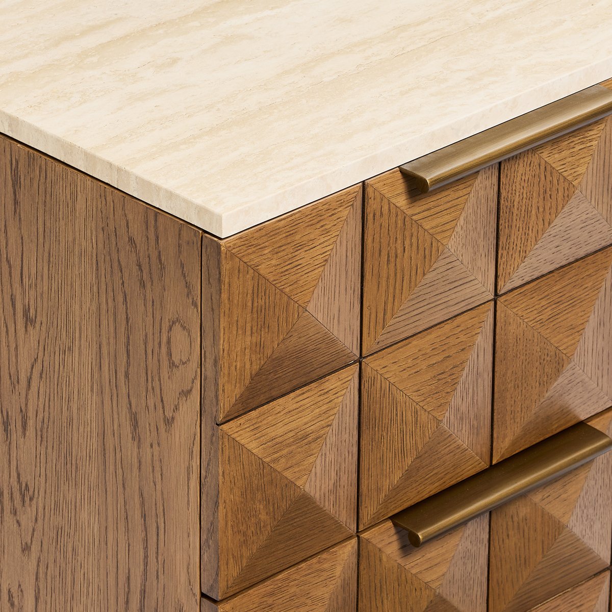 Benedict 53x62.5cm Walnut Bedside Table - Travertine