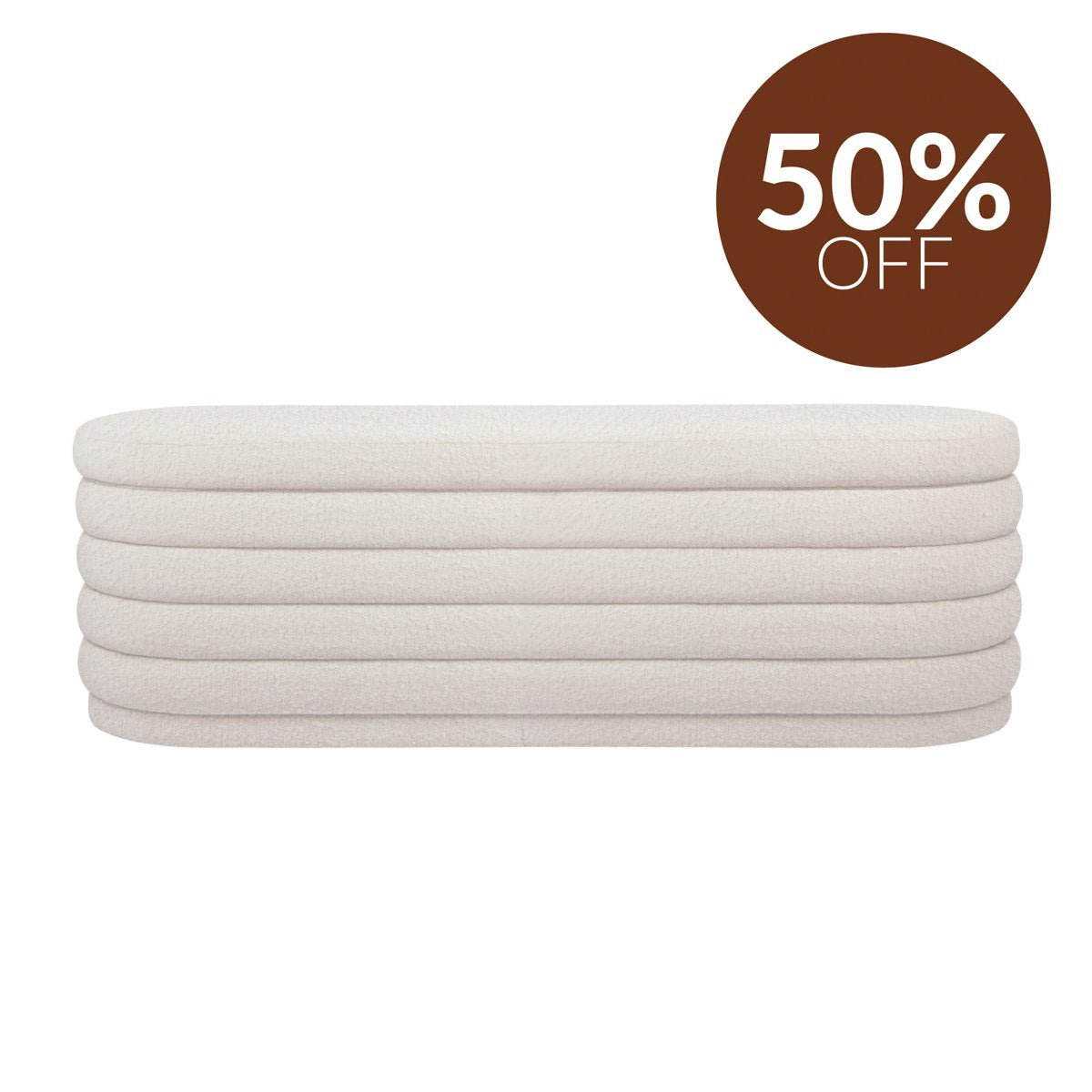 Demi Storage Bench Ottoman - White Boucle