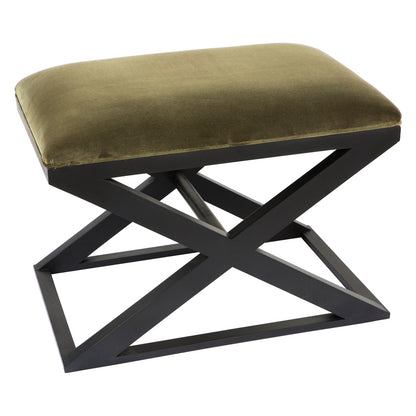 Spencer Black Timber Stool - Moss Velvet - OUTLET NSW