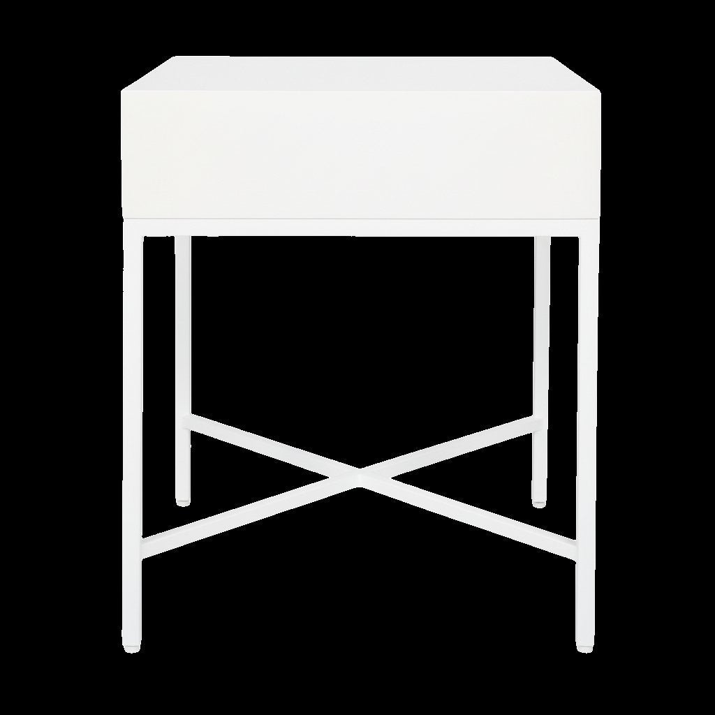 Nessa 45x60cm 1 Drawer Bedside Table - All White