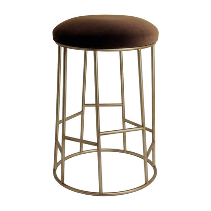 Aiden Gold Steel Kitchen Stool - Dark Chocolate Velvet