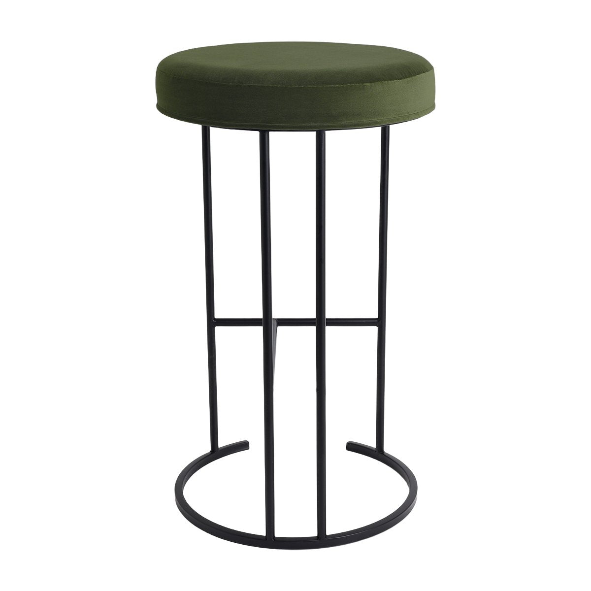 Blackley Black Iron Kitchen Stool - Moss Velvet