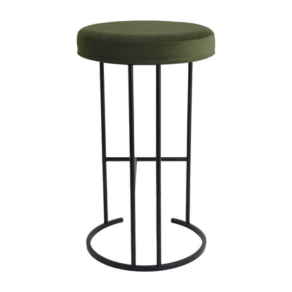 Blackley Black Iron Kitchen Stool - Moss Velvet