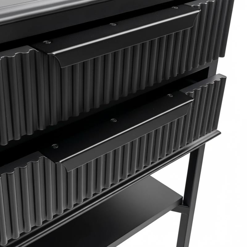 Aimee 55x60cm Bedside Table - All Black