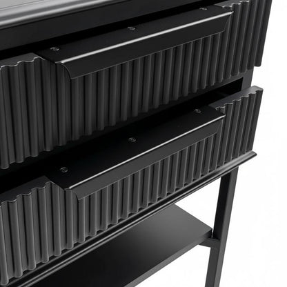 Aimee 55x60cm Bedside Table - All Black