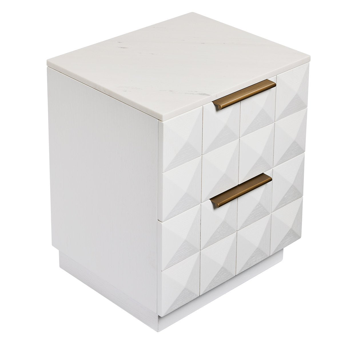 Benedict White Oak Bedside Table - White Marble