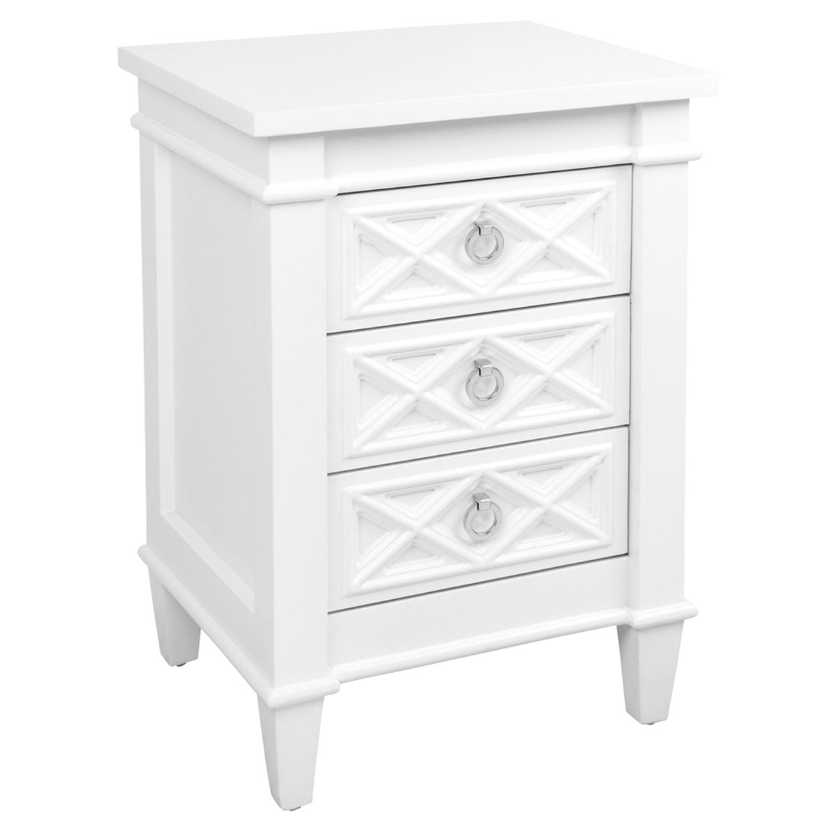 Plantation Bedside Table - Small White Set of 2