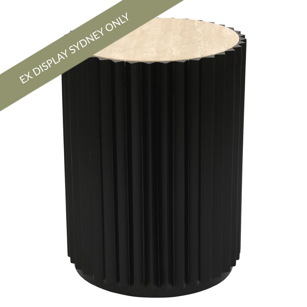 Carter Travertine Side Table - Black - OUTLET NSW