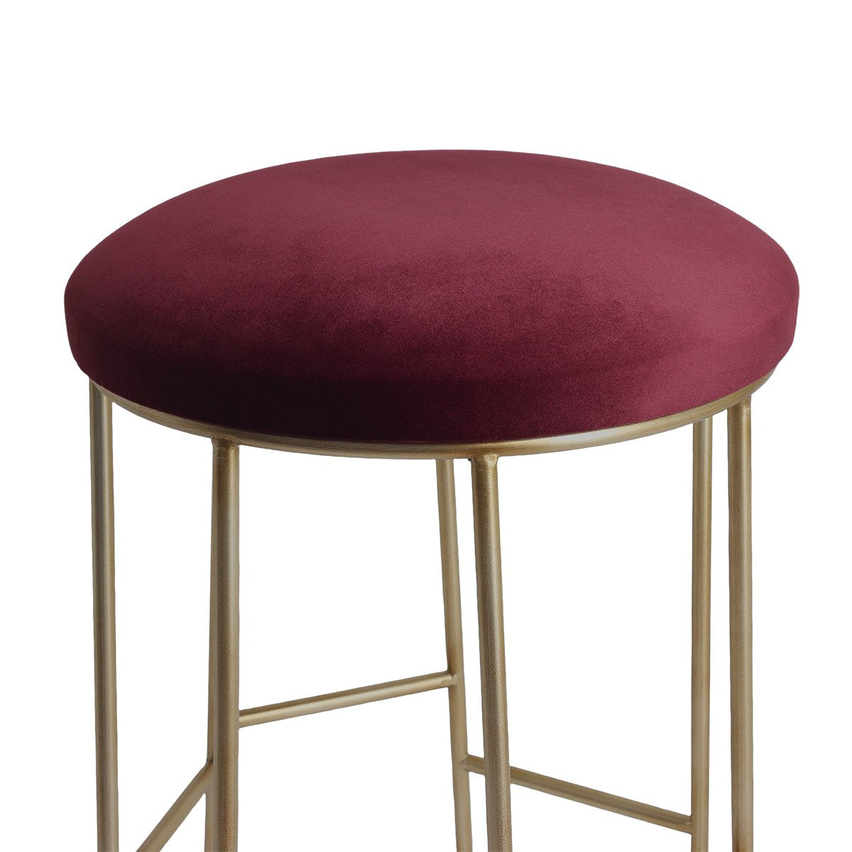 Aiden Gold Steel Kitchen Stool - Mulberry Velvet
