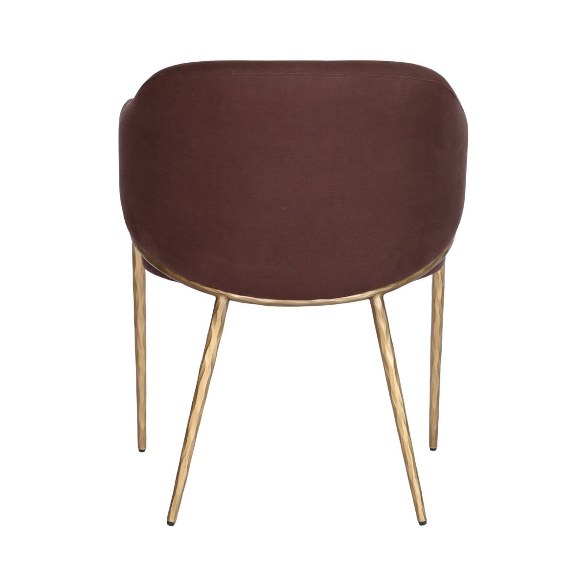 Heston Brass Dining Chair with Arms - Chocolate Linen