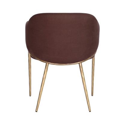 Heston Brass Dining Chair with Arms - Chocolate Linen
