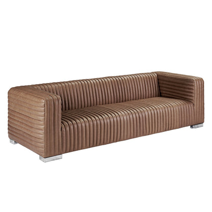 Granger 3 Seater Sofa - Dark Brown Leather ** Offlines pending re-order
