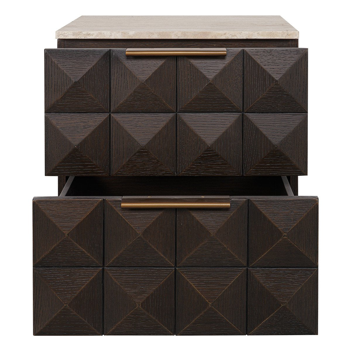 Benedict Smoked Oak Bedside Table - Travertine