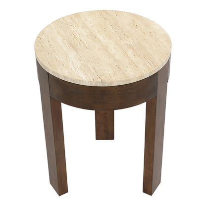 Oliver Travertine Side Table - Small Brown