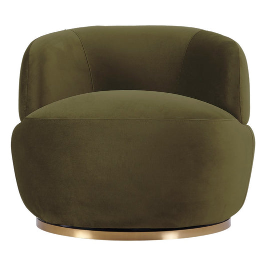 Tubby Swivel Arm Chair - Olive Velvet