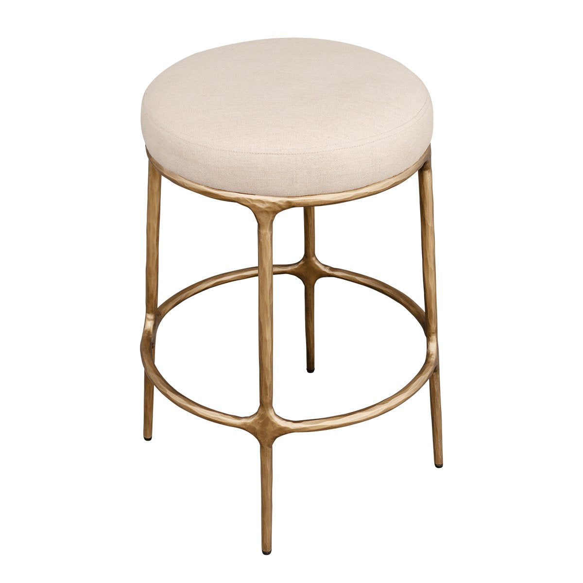 Heston Brass Kitchen Stool - Natural Linen