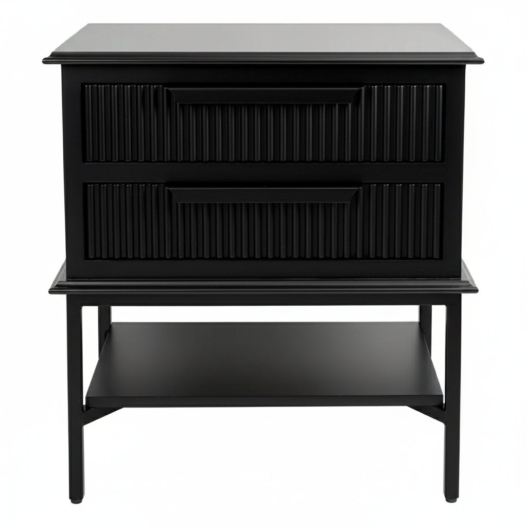 Aimee 55x60cm Bedside Table - All Black