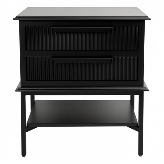 Aimee 55x60cm Bedside Table - All Black